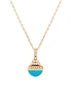 Marli Cleo By  18k Rose Gold, Blue Chalcedony & Diamond Pendant Necklace