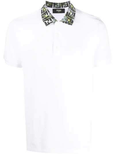 Fendi Ff Collar Polo Shirt In White