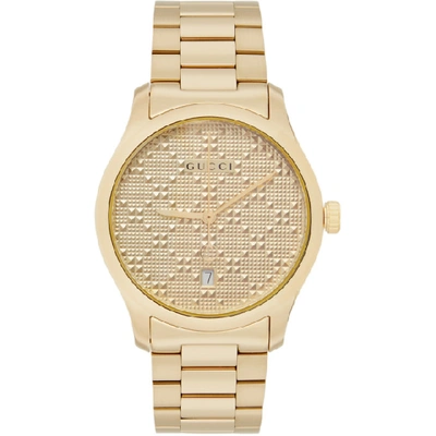 Gucci Gold Pyramid Iconic G-timeless Watch In Yellow Gold