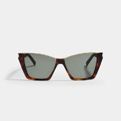 Saint Laurent Sl 365 Dylan Half-rim Sunglasses In Havana,green