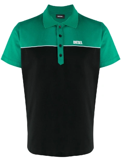 Diesel Colour-block Short-sleeved Polo Shirt In Green