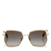 JIMMY CHOO ALINE Grey Shaded Gold Mirror Square Sunglasses