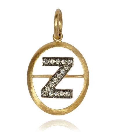 ANNOUSHKA YELLOW GOLD AND DIAMOND INITIAL Z PENDANT,15098835