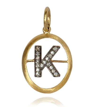 ANNOUSHKA YELLOW GOLD AND DIAMOND K PENDANT,15098860