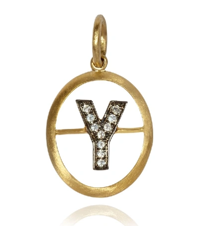 Annoushka 14kt And 18kt Yellow Gold Y Diamond Initial Pendant Necklace In 18ct Yellow Gold