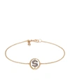 ANNOUSHKA YELLOW GOLD AND DIAMOND INITIAL S BRACELET,15098868