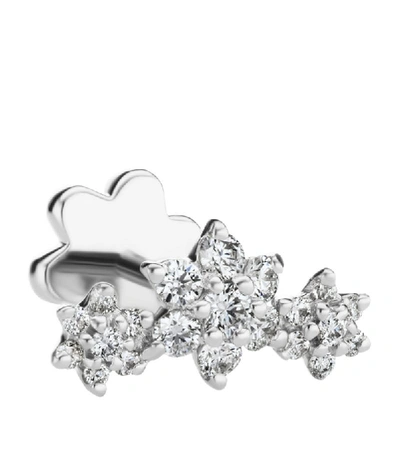 Maria Tash Diamond Three Flower Garland Threaded Single Stud Earring In White