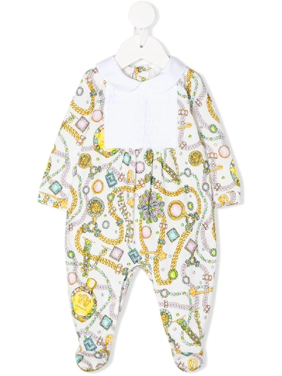 Young Versace Babies' Chain-print Pyjamas In White