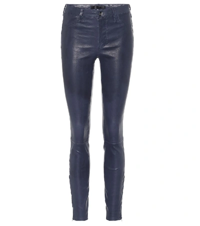 J Brand L8001 High-rise Skinny Leather Trousers In Blue