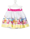 Monnalisa Graphic Print Flared Mini Skirt In White