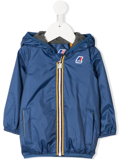 K-way Babies' Logo Zipped Hooded Jacket In Blue