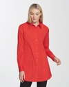 Lafayette 148 Petite Italian Stretch Cotton Michelle Blouse In Red