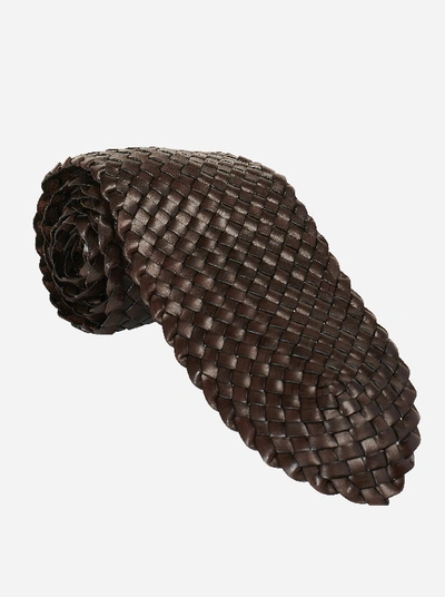 Robert Graham Braided Leather Tie In Brown