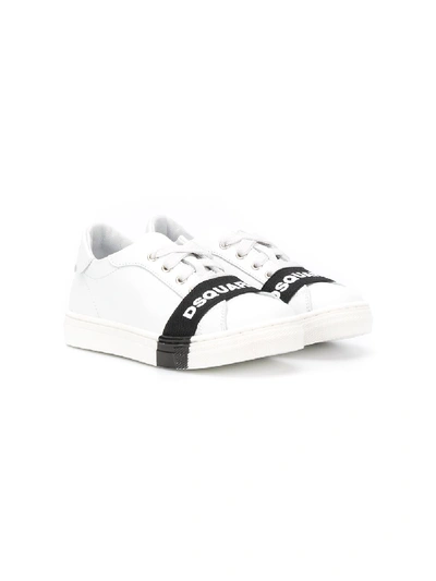 Dsquared2 Kids' Logo Strap Low-top Trainers In White