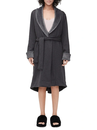 Ugg Duffield Ii Fleece-lined Cotton Jersey Robe In Black Heather
