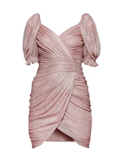 Jonathan Simkhai Nina Plisse Wrap Mini Dress In Rose Gold