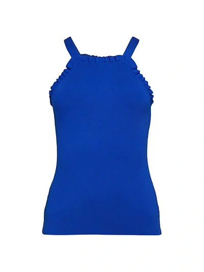 Milly Ruffle-trim Woven Tank Top In Cobalt