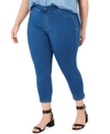 Hue Plus Size Classic Smooth Denim Capris In Classic Indigo Wash