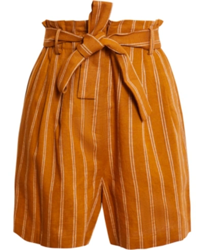 Bcbgmaxazria Striped Tie-waist Shorts In Cathay Spice