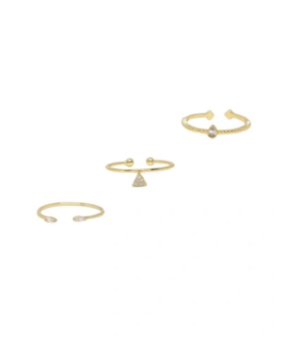 Ettika Crystal Poppy Adjustable Ring Set In Gold