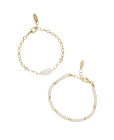 Ettika Pretty In Pearls Bracelet Set In Gold