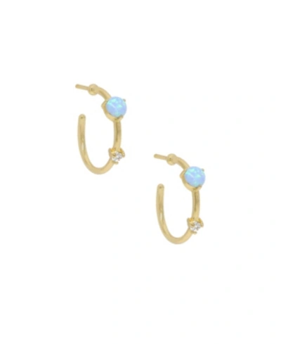 Ettika Kyocera Opal Huggie Hoops In Blue