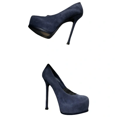 Pre-owned Saint Laurent Trib Too Heels In Blue