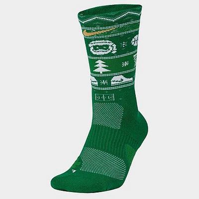 Nike Unisex Elite Christmas Crew Socks In Green