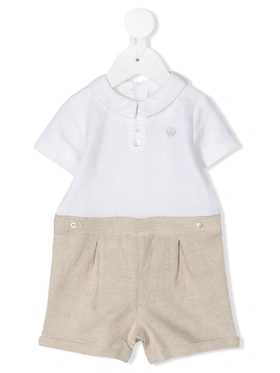 Tartine Et Chocolat Babies' Embroidered Two-tone Romper In White