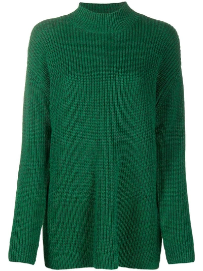 Alice And Olivia Sarah Open-back Ribbed Jumper In Green
