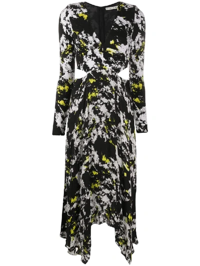 Alice And Olivia Abstract Print Cut-out Dress In Black