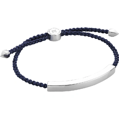 Monica Vinader Silver Linear Large Men's Friendship Bracelet In Silver/ Denim Blue