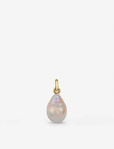 MONICA VINADER WOMENS FIJI BUD MINI 18CT GOLD-PLATED STERLING SILVER AND BAROQUE PEARL PENDANT,37653785