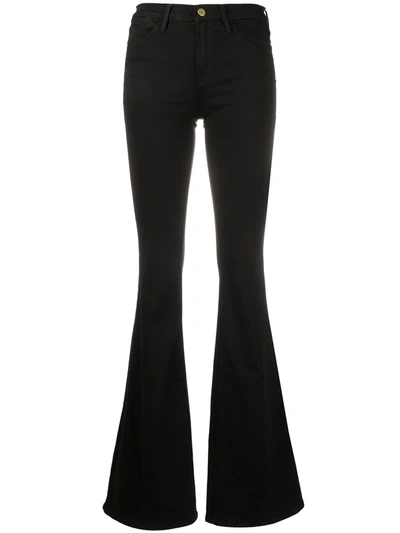 Frame Le High Flare Velveteen Velvet Flared Pants In Noir