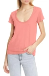 Rag & Bone U-neck Cotton T-shirt In Bright Pink