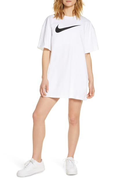 Nike Swoosh T-shirt Dress In White/ Black | ModeSens