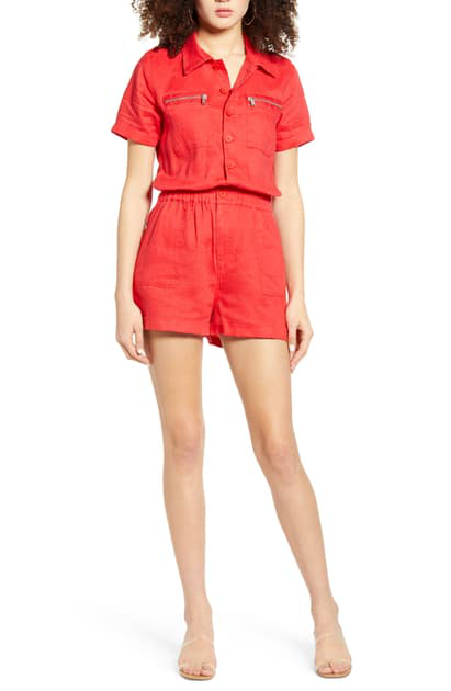 red utility playsuit