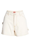 Dickies Frayed Cotton Blend Worker Shorts In Natural