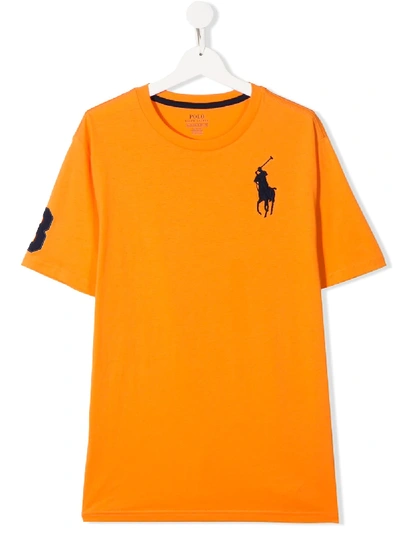 Ralph Lauren Teen Embroidered Logo T-shirt In Orange