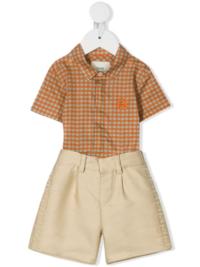 Fendi Kids' Cotton-blend Shorts In Orange