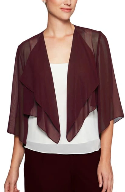 Alex Evenings Hanky Bolero Cardigan In Fig