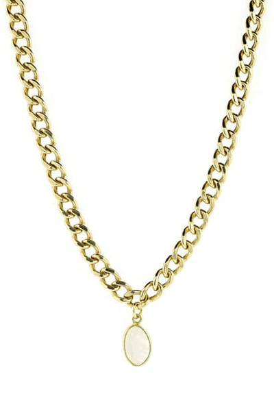 Adornia Curb Chain Pendant Necklace In Moonstone Gold Vermeil