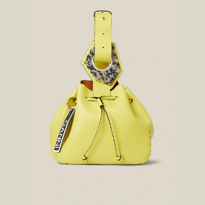 Pre-owned Ganni Yellow Leather Drawstring Bag