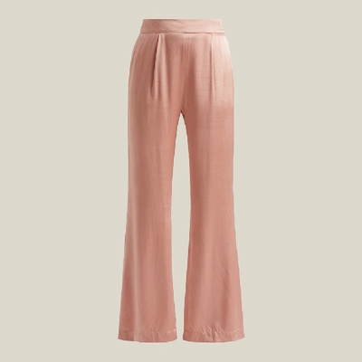 Pre-owned La Collection Pink Gabrielle Silk-satin Wide Leg Trousers Size S