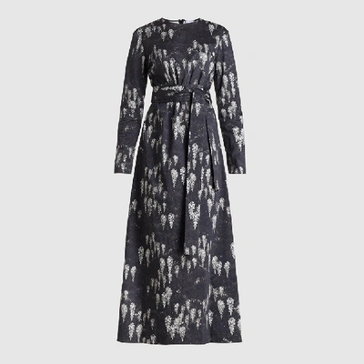 Pre-owned Marina Moscone Black Printed Stretch-cotton Midi Dress Size Us 4