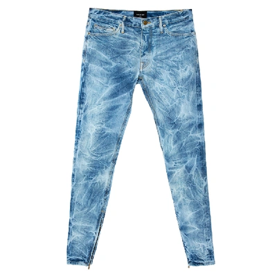 Pre-owned Fear Of God Indigo Acid Washed Denim Slim Fit Selvedge Jeans M In Blue