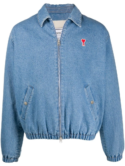 Ami Alexandre Mattiussi Ami Logo Embroidered Denim Jacket In Blue