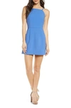 French Connection Whisper Sleeveless Square Neck Mini Dress In Chalk Blue