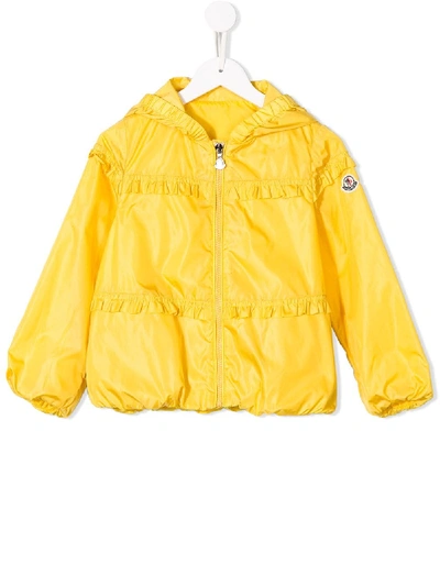 Moncler Kids' Hooded Shell Jacket In Yellow