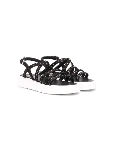 Andrea Montelpare Kids' Embellished Strappy Sandals In Black